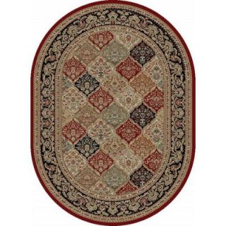 Tayse Rugs Sensation Red 5 ft. 3 in. x 7 ft. 3 in. Oval Traditional Area Rug 4770  Red  5x8 Oval