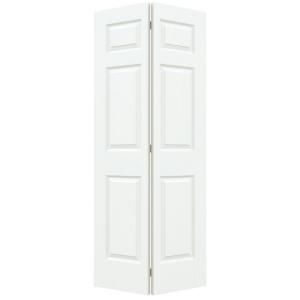 Woodgrain 6 Panel Primed Molded Interior Bi Fold Closet Door THDJW160600149