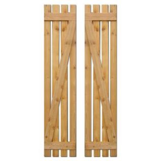 Design Craft MIllworks 15 in. x 80 in. Baton Spaced Z Board and Batten Shutters (Natural Cedar) Pair 420108