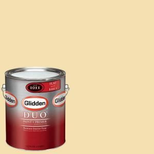 Glidden DUO 1 gal. #GLY20 01F Natural Straw Flat Interior Paint with Primer GLY20 01F