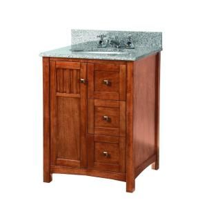 Foremost Knoxville 25 in. W x 22 in. D Vanity in Nutmeg with Granite Vanity Top in Rushmore Grey KNCARG2522D