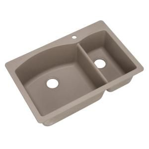 Blanco Diamond Dual Mount Composite 33x22x9.5 1 Hole Double Bowl Kitchen Sink in Truffle 441282