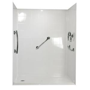 Ella Freedom 37 in. x 60 in. x 78 in. Barrier Free Roll In Shower Kit in White with Left Drain 6036 BF 5P 1.0 L WH FRDM