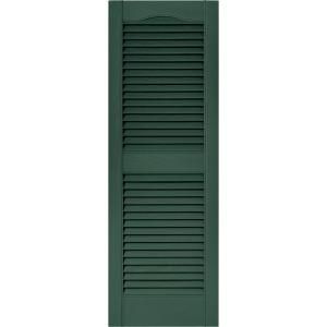 Builders Edge 15 in. x 43 in. Louvered Shutters Pair in #028 Forest Green 010140043028