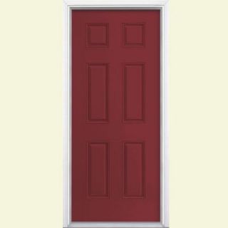 Masonite 6 Panel Painted Smooth Fiberglass Entry Door with Brickmold 22938