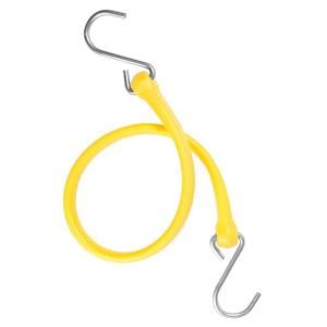 The Perfect Bungee 19 in. Polyurethane Bungee Strap with Stainless Steel S Hooks (Overall Length 24 in.) in Yellow BSH24Y