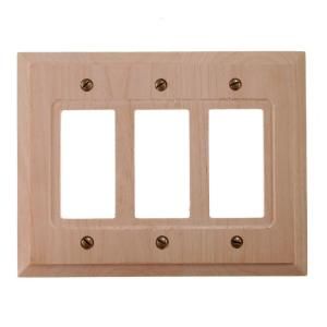 Amerelle 3 Decorator Wall Plate   Unfinished Wood 180RRR