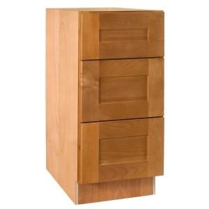 Home Decorators Collection Assembled 18x28.5x21 in. Desk Height Base Cabinet with 3 Drawers in Hargrove Cinnamon DDR18 HCN