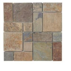 Jeffrey Court Rust Block Medley 12 in. x 12 in.x 8 mm Slate Mosaic Wall Tile 99124