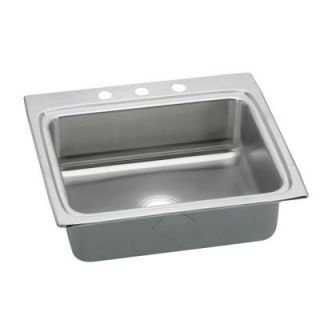 Elkay Gourmet Top Mount Stainless Steel 21x15x8 1/8 3 Hole Single Bowl Kitchen Sink with Perfect Drain LR2522PD3