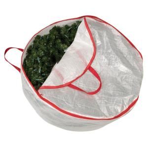 Household Essentials 30 in. Circular Wreath Bag with Red Trim 2630