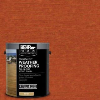 BEHR Premium 1 gal. #T 112 Barn Red Transparent Weatherproofing All In One Wood Finish 50001