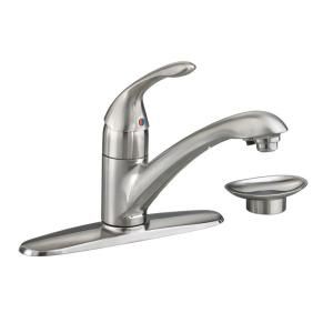 American Standard Streaming Single Handle Kitchen Filter Faucet in Stainless Steel with Escutcheon and Soap Dish 4662.002.075