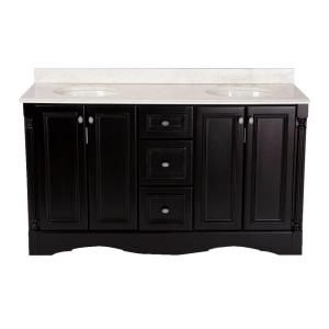 St. Paul Valencia 60 in. Vanity in Antique Black with Stone Effects Vanity Top in Cascade VASD60CSP2COM AB