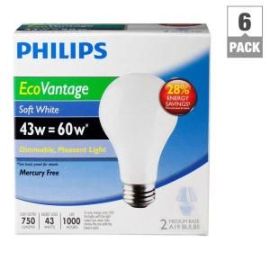 Philips EcoVantage 43 Watt Halogen A19 Light Bulb (6 Pack) 418830