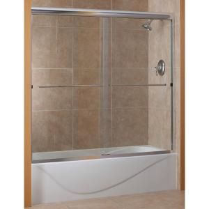 Foremost Cove 56 in. to 60 in. x 60 in. H. Frameless Sliding Tub Door in Brushed Nickel with 1/4 in. Clear Glass CVST6060 CL BN