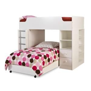 South Shore Furniture Clever Twin loft Bed (4 Pieces) in Pure white 3360A4