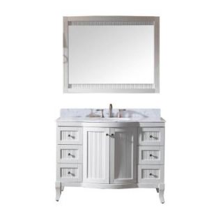 Virtu USA Khaleesi 48 in. Vanity in White with Marble Vanity Top in Italian Carrara White ES 52048 WMRO WH