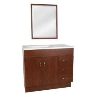 St. Paul Vanguard 36 in. Vanity in Hazelnut with AB Engineered Composite Vanity Top in White and Mirror VGA36P3COM H