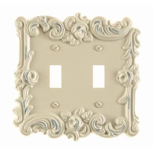 Amerelle Provincial 2 Toggle Wall Plate   Antique White 60TTAW