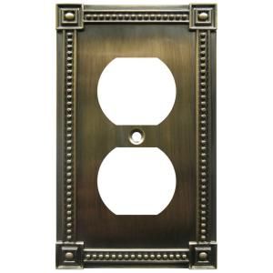 Amerelle Traditional 1 Duplex Wall Plate   Brushed Brass 92DBB