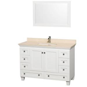 Wyndham Collection Acclaim 48 in. Vanity in White with Marble Vanity Top in Ivory and Porcelain Under Mounted Sink WCV800048WHIV