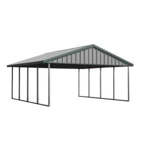 PWS Premium Canopy 20 ft. x 20 ft. Light Stone and Patina Green All Steel Structure with Durable Galvanized Frame S 2020 PG