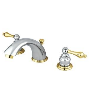 Kingston Brass Victorian 8 in. Widespread 2 Handle Mid Arc Bathroom Faucet in Chrome and Polished Brass HKB974AL