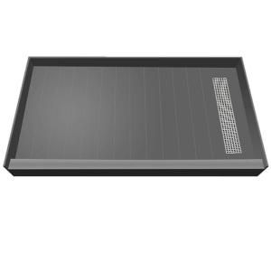 Redi Trench 36 in. x 60 in. Single Threshold Shower Pan in Black with Right Drain RT3660R PVC SQPC