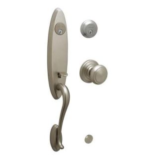 Schlage Ashcroft Double Cylinder Satin Nickel Handleset with Andover Interior Knob F362 ASH 619 AND