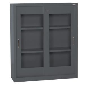 Sandusky 36 in. W x 42 in. H x 18 in. D Freestanding Clear View Sliding Door Steel Cabinet in Charcoal BV2S361842 02
