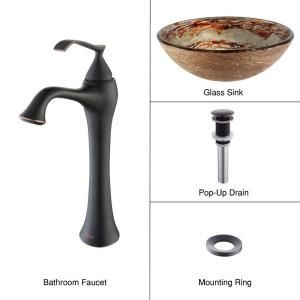 KRAUS Vessel Sink in Ares with Ventus Faucet in Oil Rubbed Bronze C GV 651 12mm 15000ORB