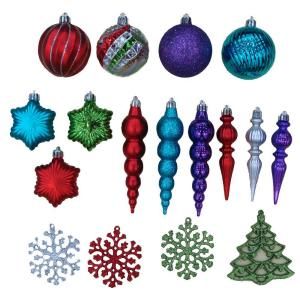 Martha Stewart Living Jingle Brights Assorted Christmas Shatterproof Ornaments (72 Pack) TSS 31058D