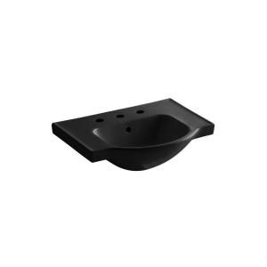 KOHLER Veer 4 in. Pedestal Sink Basin in Black Black K 5248 8 7