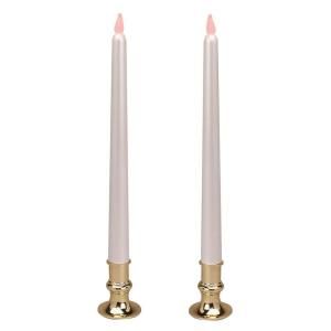 Brite Star 12 in. Pearl White Taper LED Candles (Set of 2) 45 359 26