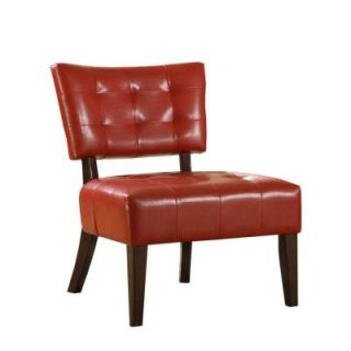 HomeSullivan Red Vinyl Accent Chair in Cherry Finish 40850S450W(3A)
