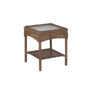 Martha Stewart Living Charlottetown Brown All Weather Wicker Patio Accent Table 65 509556/7