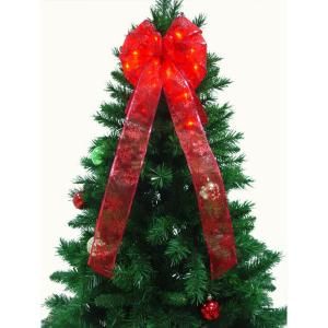 9 in. 36 Light LED Red Ribbon Bow RB33 R009 A