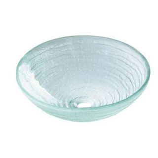 DECOLAV Artistic Ring Above Counter Round Tempered Glass Vessel Sink in Transparent White   DISCONTINUED 1025T WH