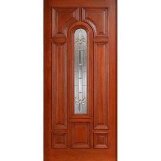 Main Door Mahogany Type Prefinished Cherry Beveled Brass Arch Glass Solid Wood Entry Door Slab SH 555 CH B