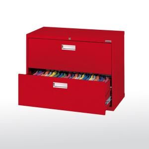 Sandusky 600 Series 36 in. W 2 Drawer Lateral File Cabinet in Red LF6A362 01