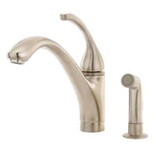 KOHLER Forte 2 Hole Single Control Kitchen Sink Faucet with Side Spray and Lever Handle in Vibrant Brushed Nickel K 10416 BN