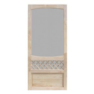 Unique Home Designs Sheridan 36 in. x 80 in. Unfinished Pine Outswing Wood Hinged Screen Door ISHW320036NAT