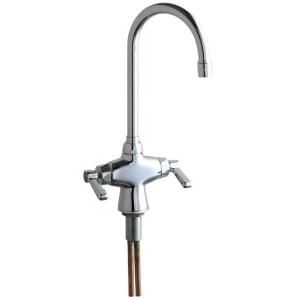 Chicago Faucets Single Hole 2 Handle High Arc Bathroom Faucet in Chrome with 5 1/4 in. Rigid/Swing Gooseneck Spout 50 ABCP