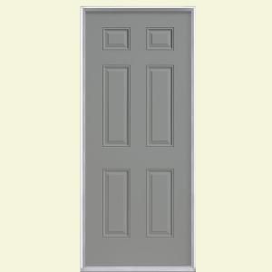 Masonite 6 Panel Painted Steel Entry Door with No Brickmold 34269