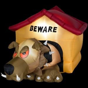Home Accents Holiday 3 ft. W x 3 ft. H   Airblown Animated Hell Hound/Dog House 62744X
