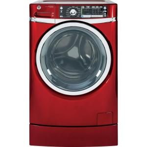 GE 4.8 DOE cu. ft. High Efficiency RightHeight Front Load Washer with Steam in Ruby Red, ENERGY STAR GFWR4805FRR