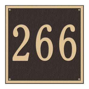Whitehall Products Square Bronze/Gold Estate Wall One Line Address Plaque 2116OG