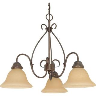 Glomar Castillo 3 Light Sonoma Bronze Chandelier with Champagne Linen Washed Glass Shade HD 1021