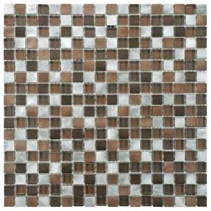 Merola Tile Fusion Mini Noir 12 in. x 12 in. x 6 mm Brushed Aluminum and Glass Mosaic Wall Tile GITFMNOR